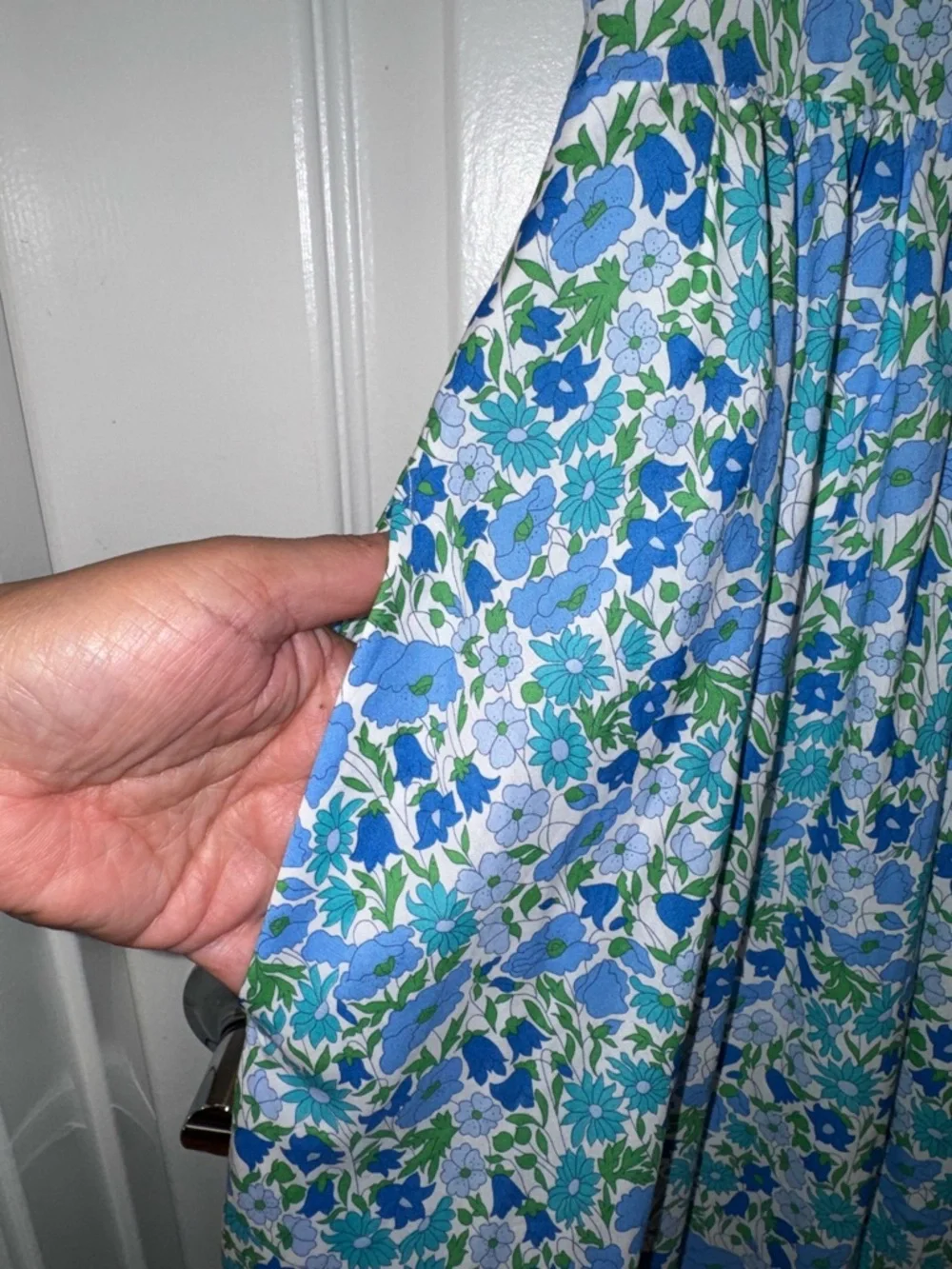 J. Crew x Liberty Fabric Light Blue Floral Midi Sundress with Spaghetti Straps 4 - Picture 8 of 12